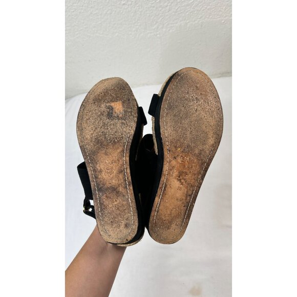 Alice + Olivia Anastasia Flatforms Suede Platform Sandals Jute Trim Black  7.5 - Picture 11 of 13